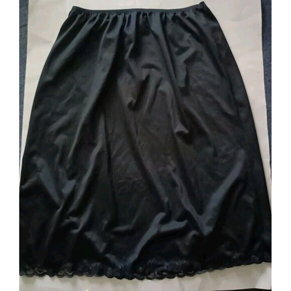 French Maid Boutique Half Slip Skirt Size Large Black Lace Trim Women's Vintage - Picture 6 of 7